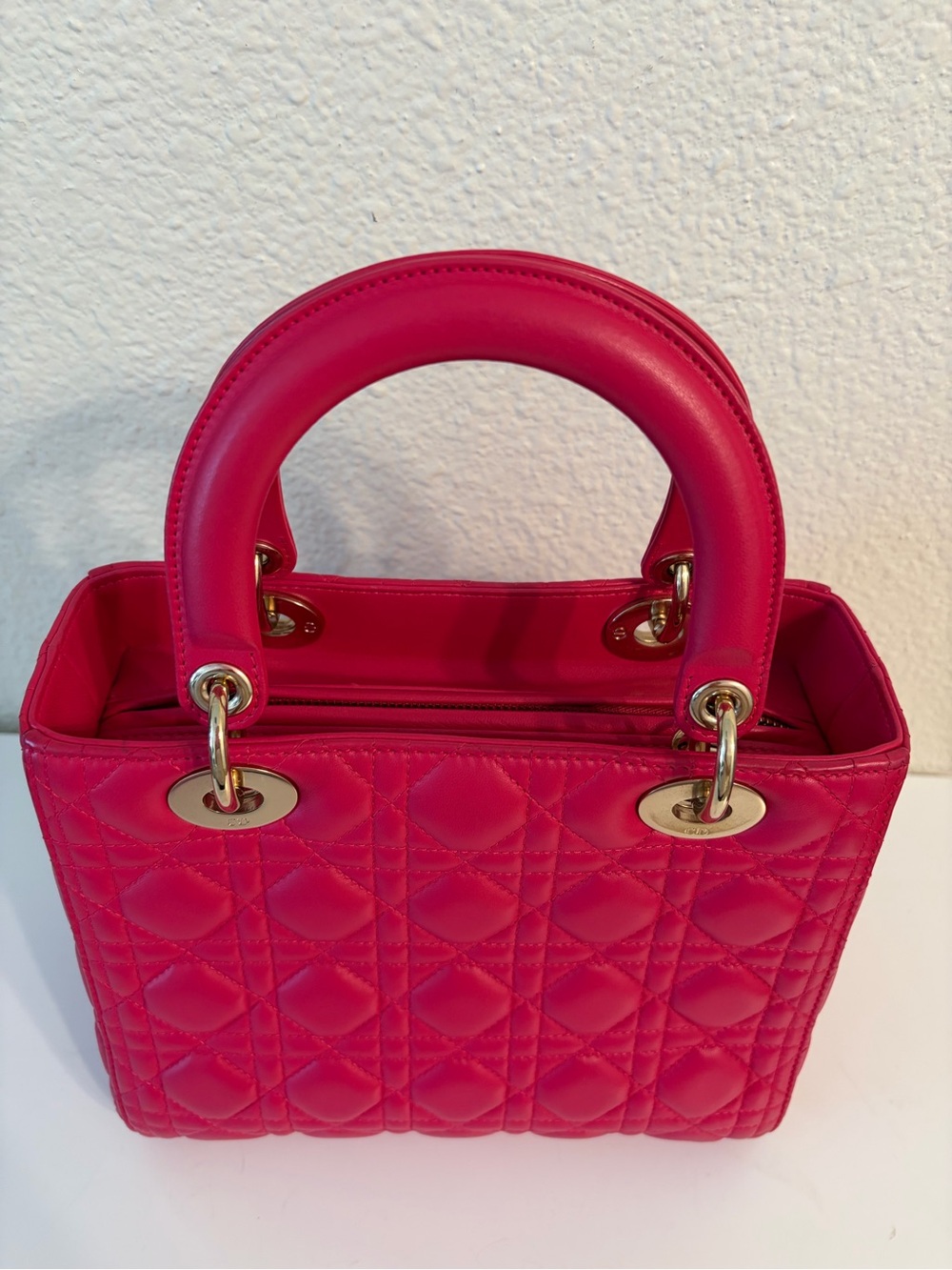 Dior Fuchsia Quilted Lady Dior Mini Top-Handle Bag - Picture 5 of 11